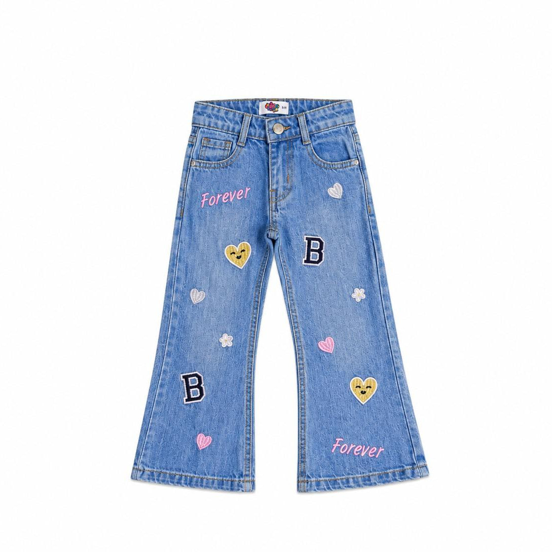 Forever Smile Flapper Denim Pants - Blue