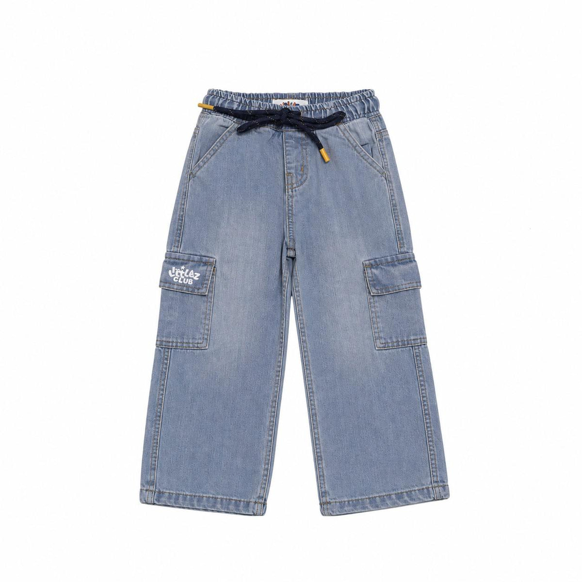 Littlez Club Flap Pockets Denim Baggy Pant - Sky Blue