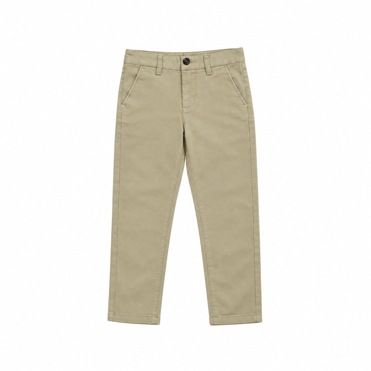 Basic Slim Fit Kids Twill Cotton Chino Pant-Khaki