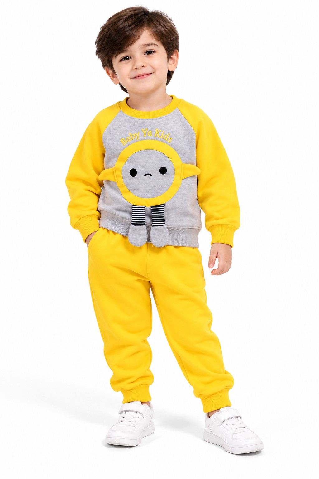 Baby Ya Kids Fleece Tracksuit - Grey &  Yellow