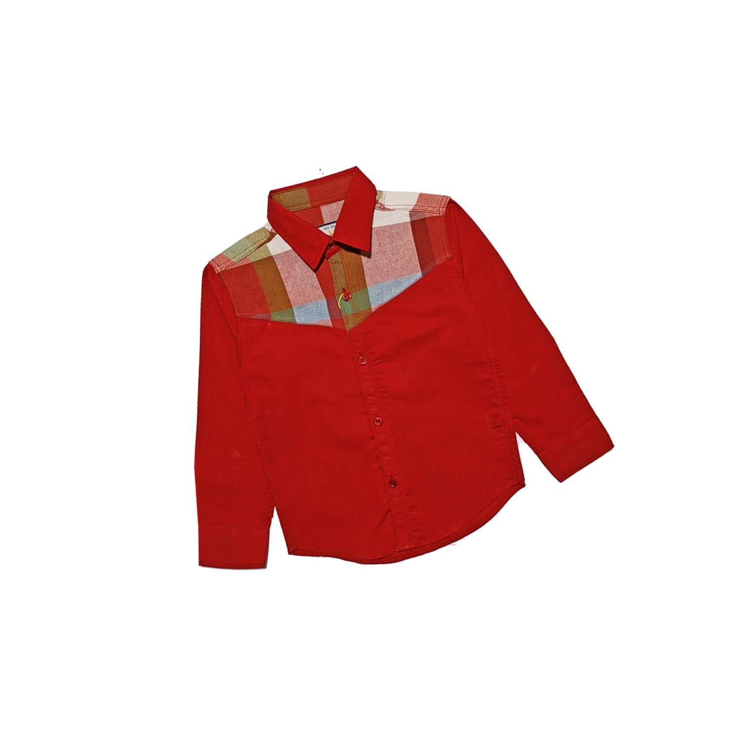 Checked Shoulder Shemrey Fabric Formal Shirt -Red