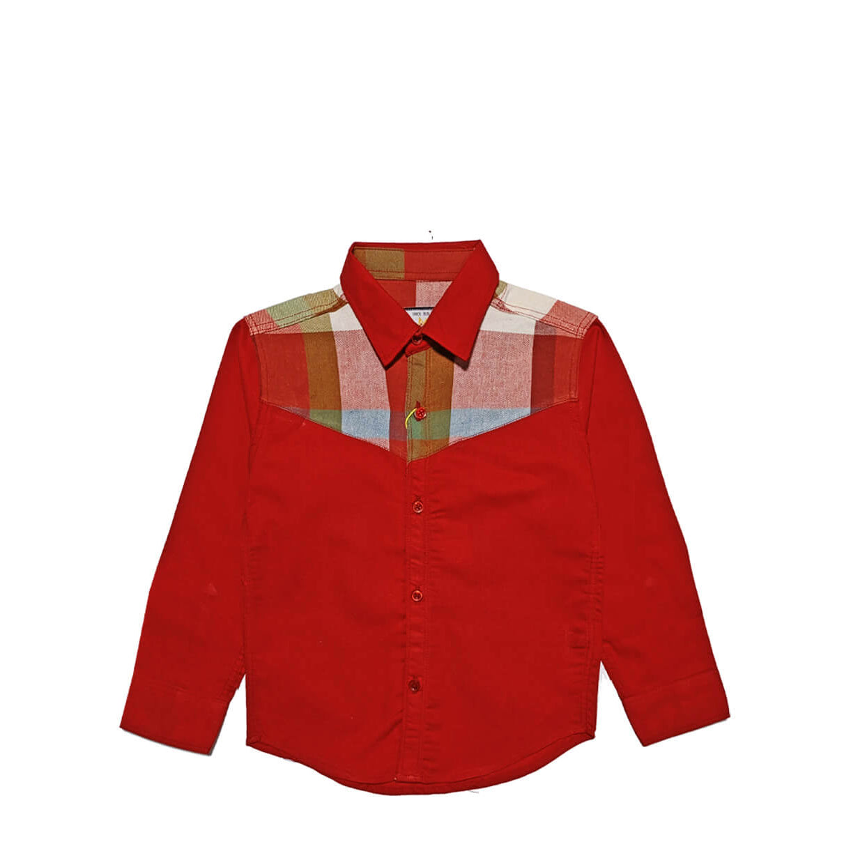 Checked Shoulder Shemrey Fabric Formal Shirt -Red