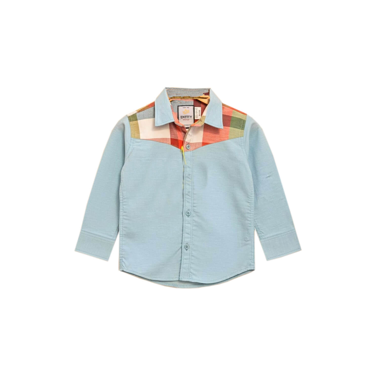 Checked Shoulder Shemrey Fabric Formal Shirt -Sky Blue