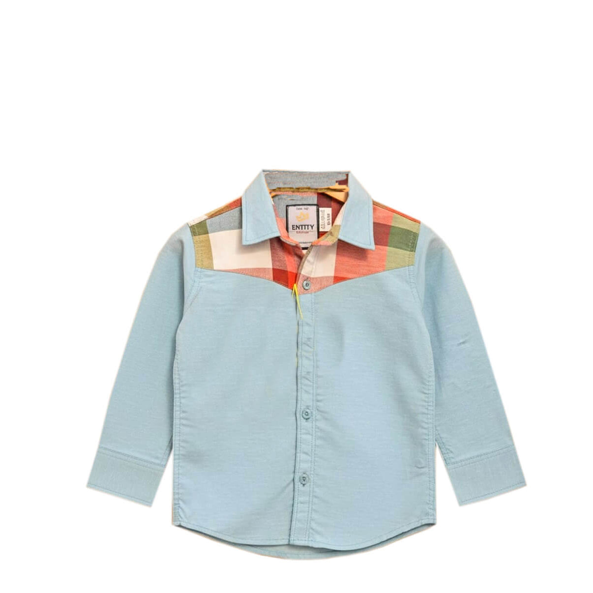 Checked Shoulder Shemrey Fabric Formal Shirt -Sky Blue