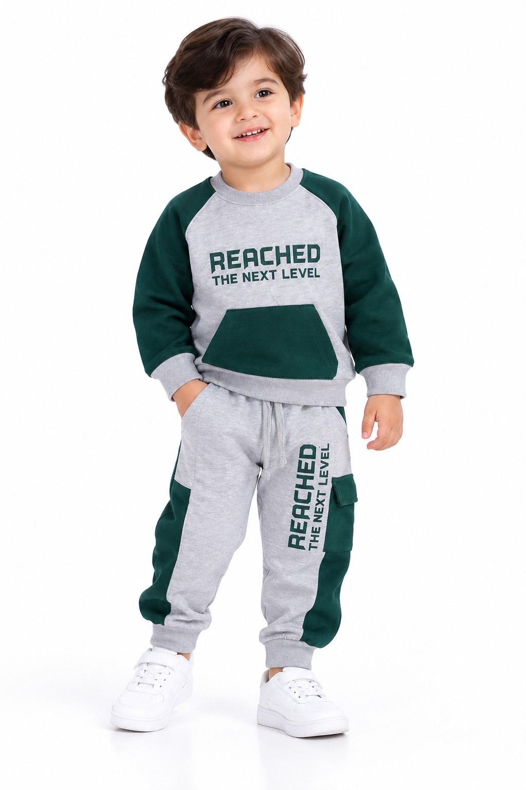 Reached The Next Level Fleece Tracksuit-Heather-Grey