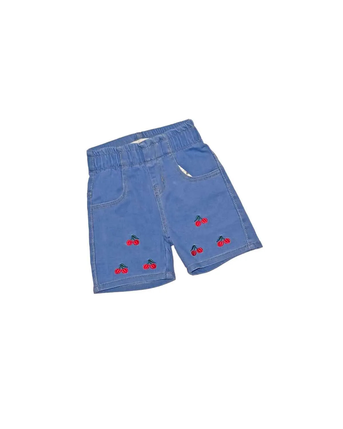 Cherries Baby Girls  Casual & Stylish Denim Shorts - Light Blue
