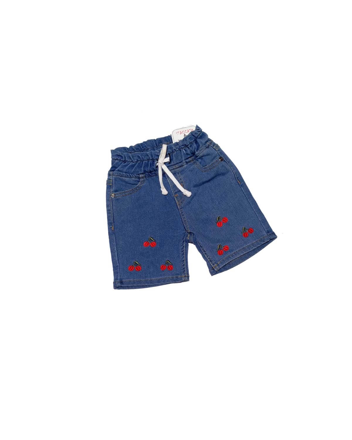 Cherries Baby Girls Casual &amp; Stylish Denim Shorts - Mid Blue