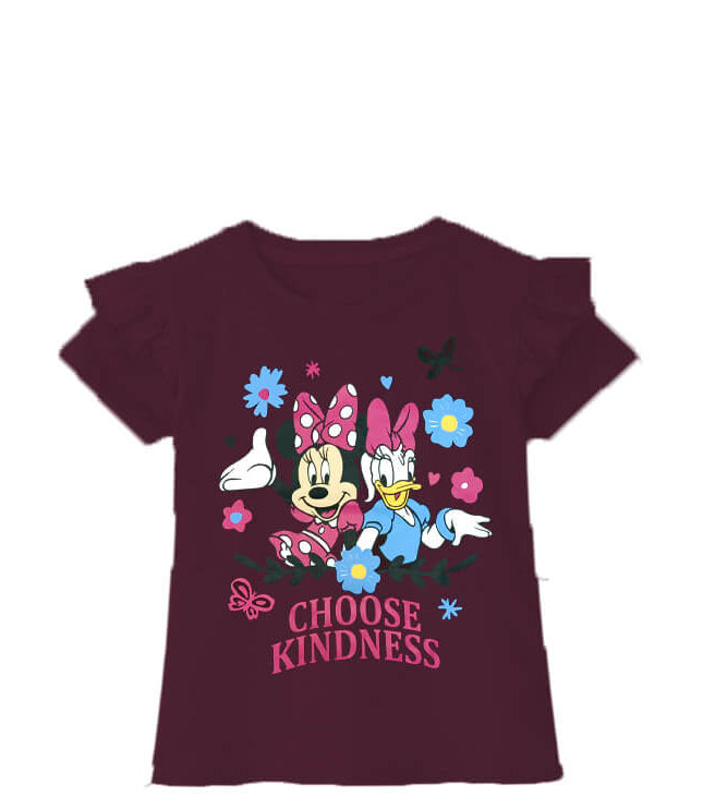 Choose Kindness Frill Half Sleeve T Shirt - Maroon