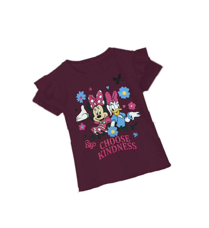 Choose Kindness Frill Half Sleeve T Shirt - Maroon