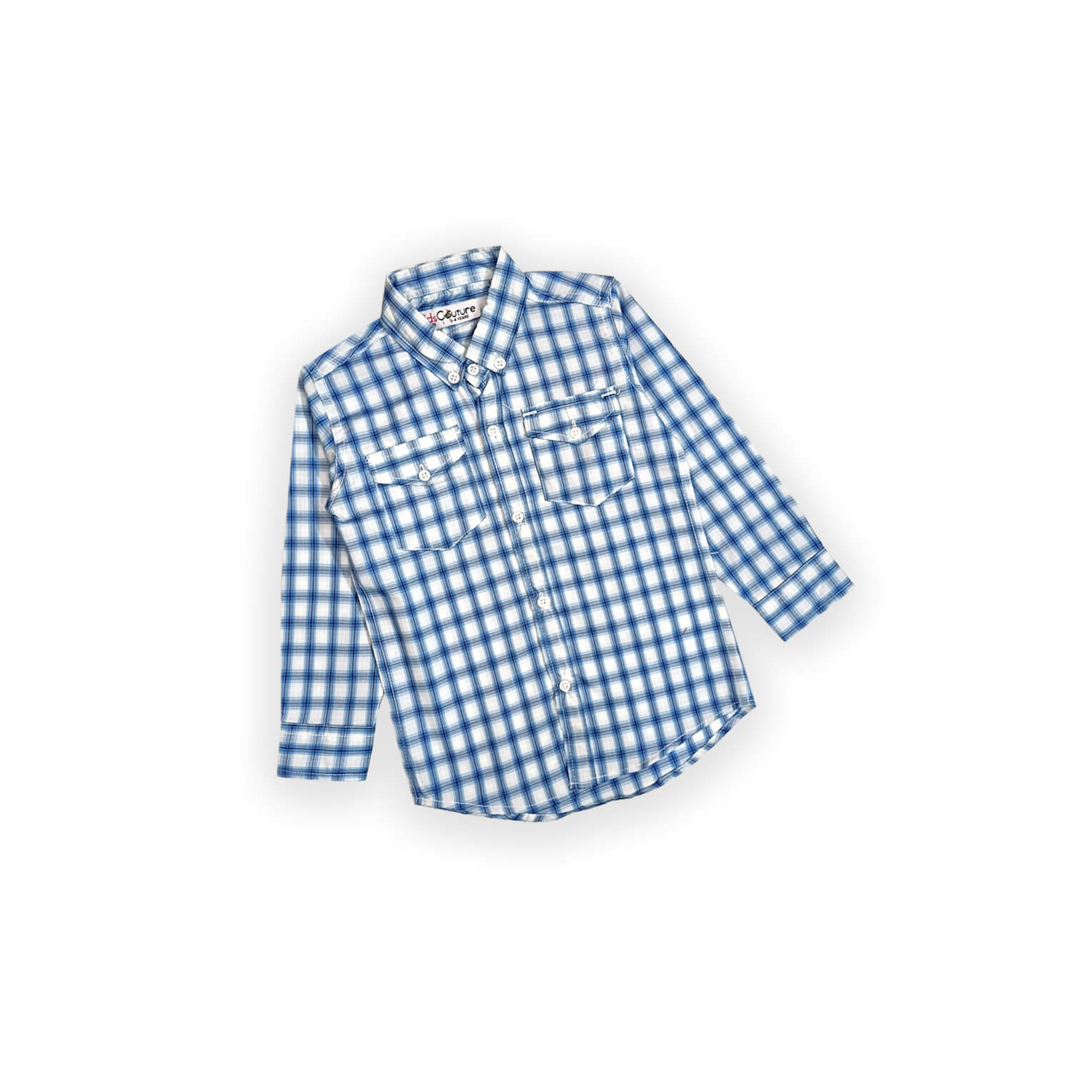 Classic Blue Check Double Pocket Casual Shirt - Blue