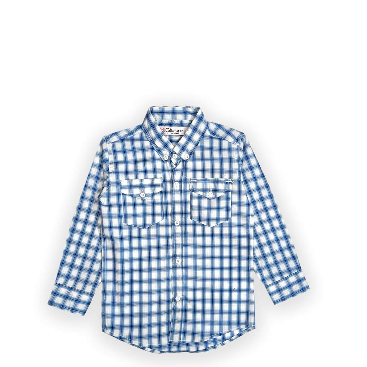 Classic Blue Check Double Pocket Casual Shirt - Blue