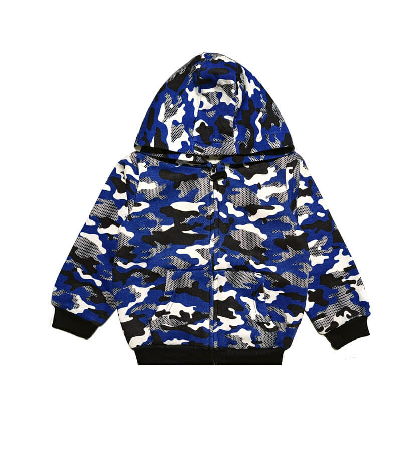 Classic Camofladge Fleece Hood -Blue