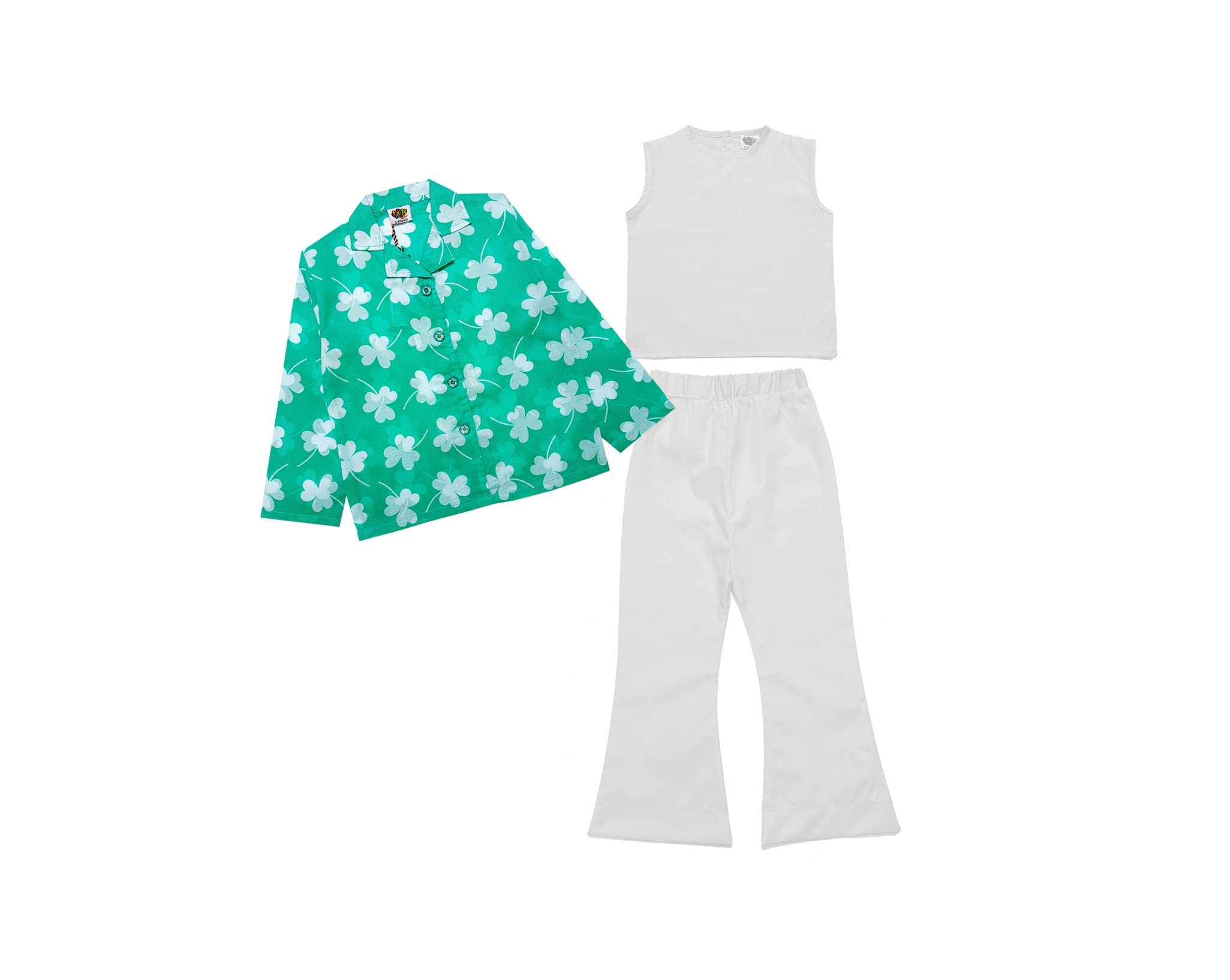 ClassicLookFlowersCoatSleevelessInnerFlapperTrouser-Green_White_1
