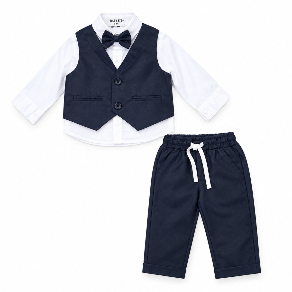  Classic Black Waistcoat & White Shirt & Trousers - Black