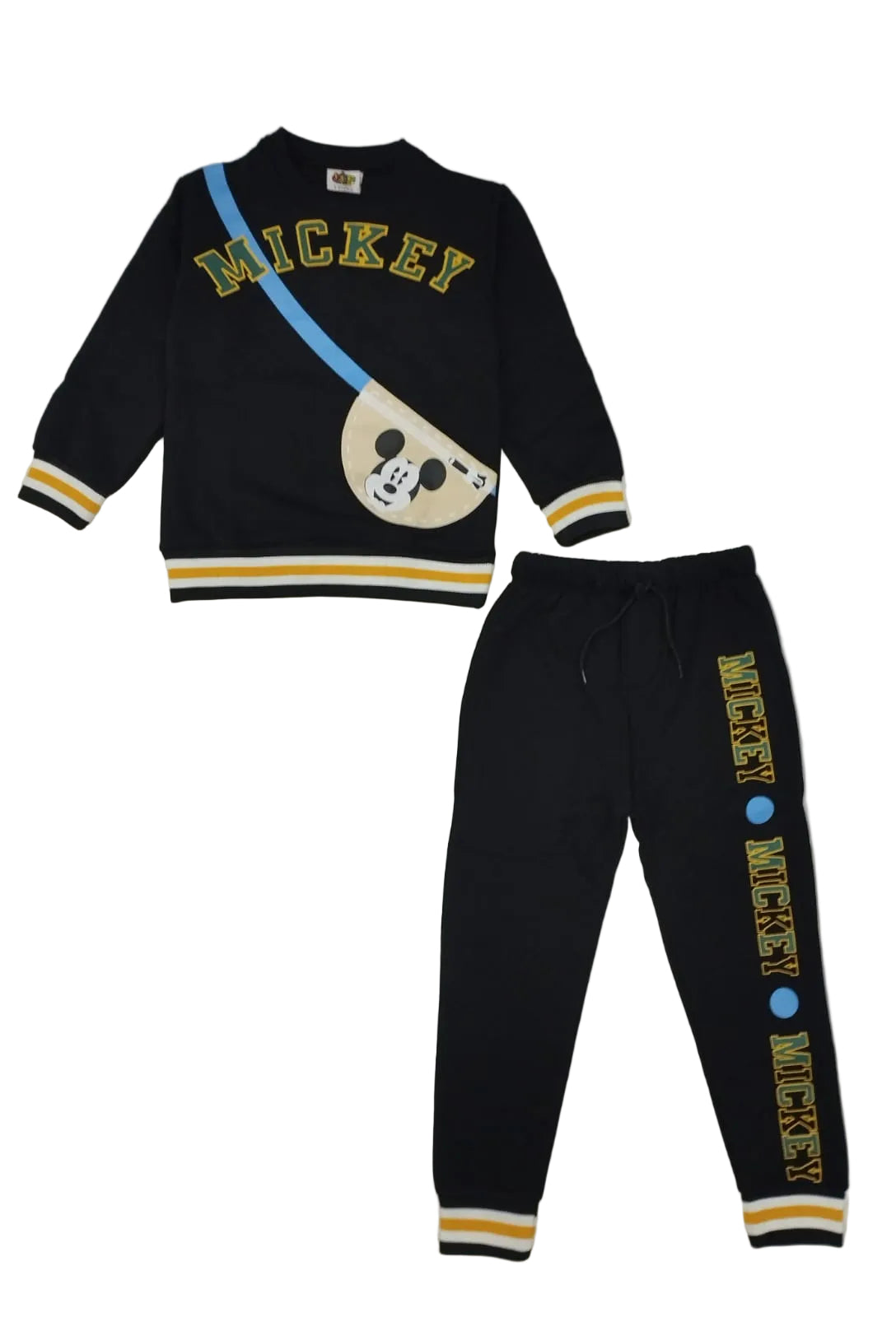 Classic Mickey Yellow & White Rib Fleece Tracksuit - Black