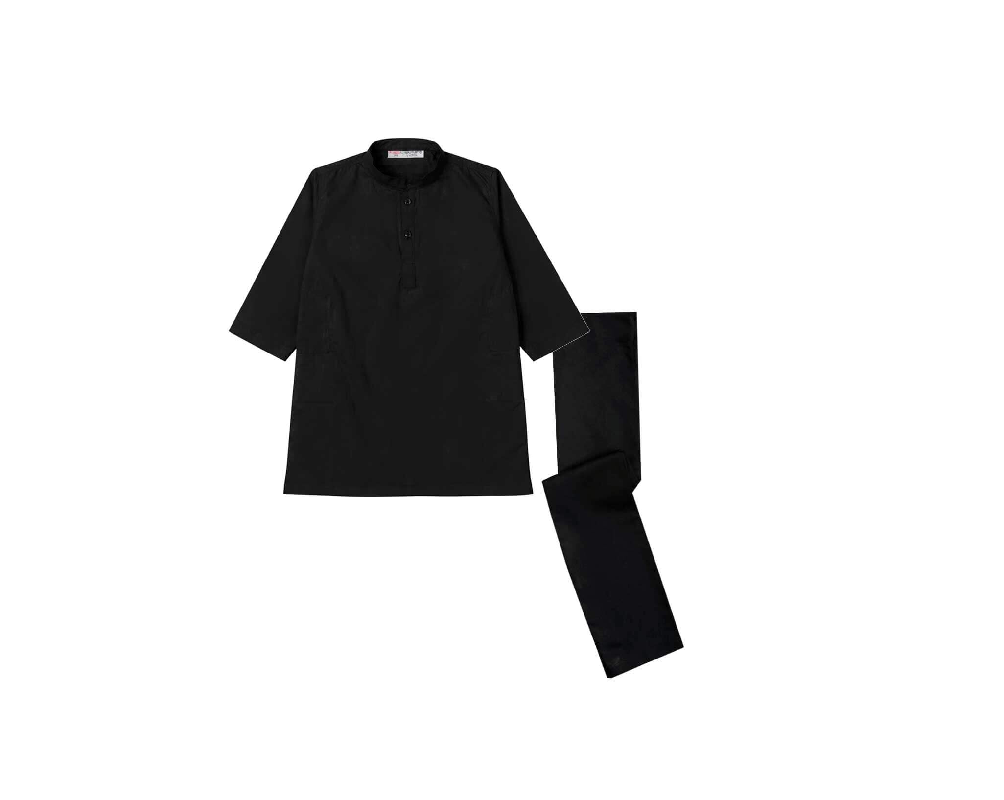 Classy Cotton Kurta &amp; Trouser Set – Black