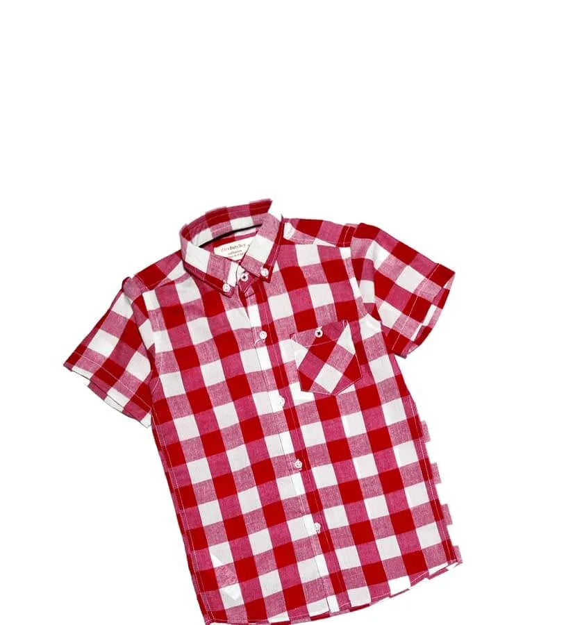 Classy Red Checked Cotton Short sleeves Casual Shirt