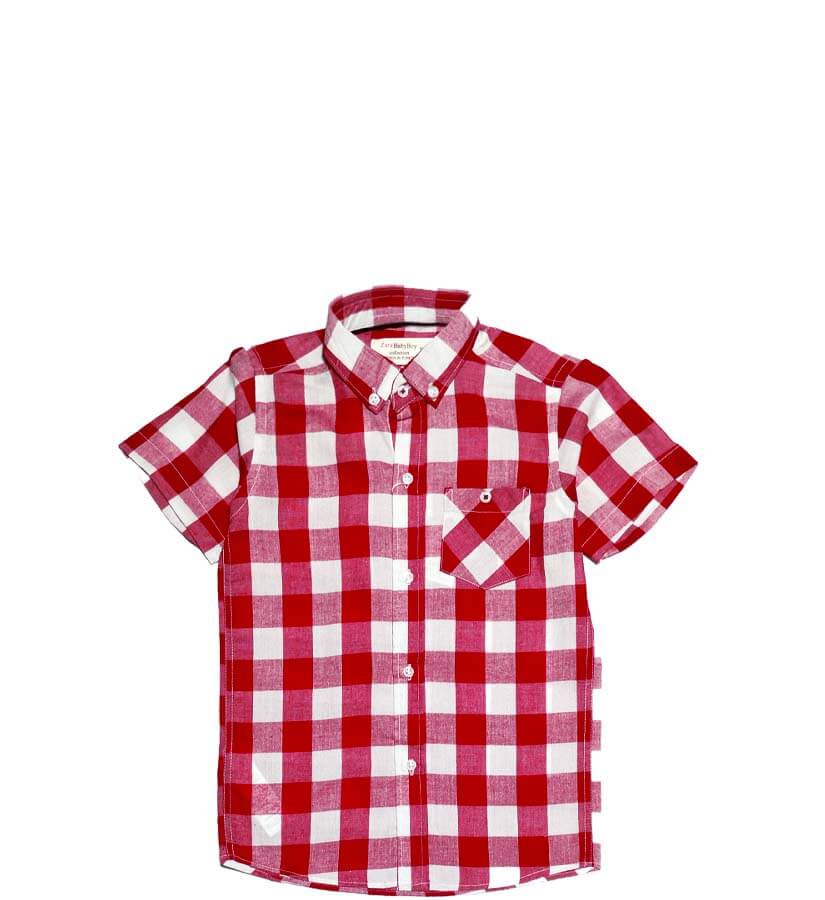 Classy Red Checked Cotton Short sleeves Casual Shirt