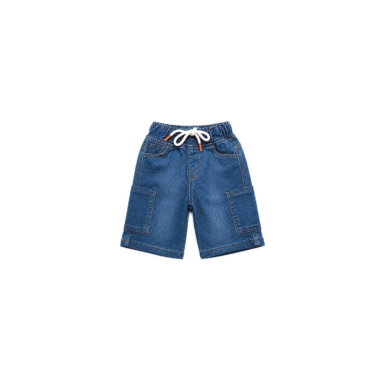 Classy Look Elastic Waist 6 Pocket Denim Short - Light Blue