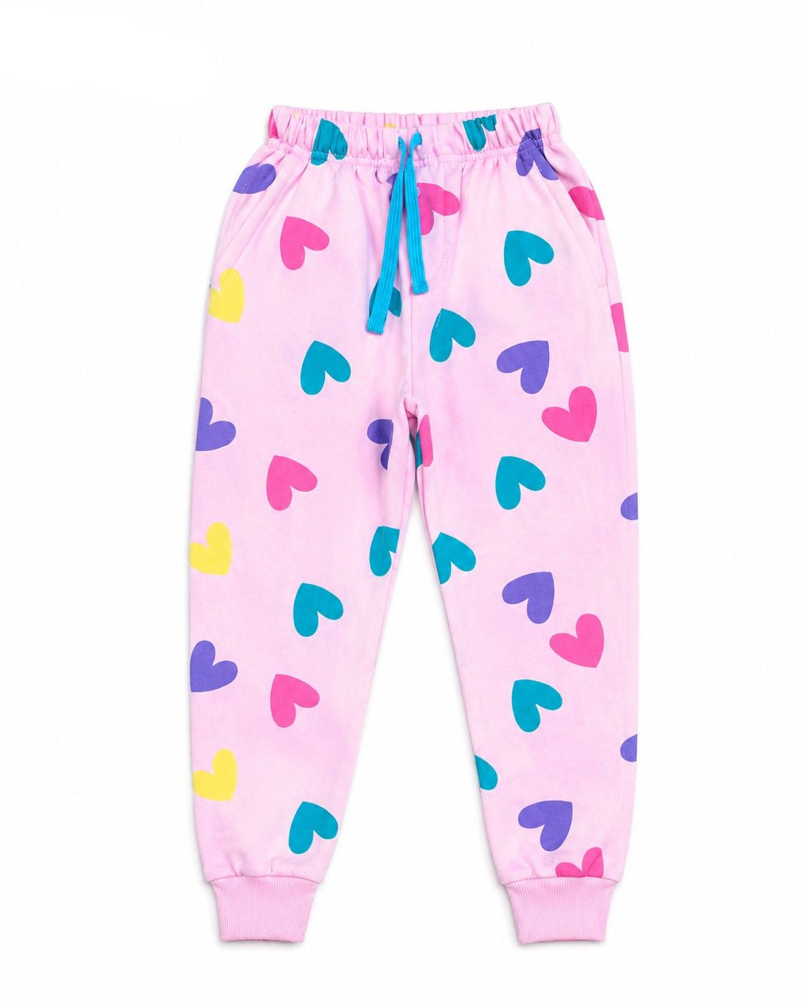Color Full Hearts Fleece Trouser - Baby Pink