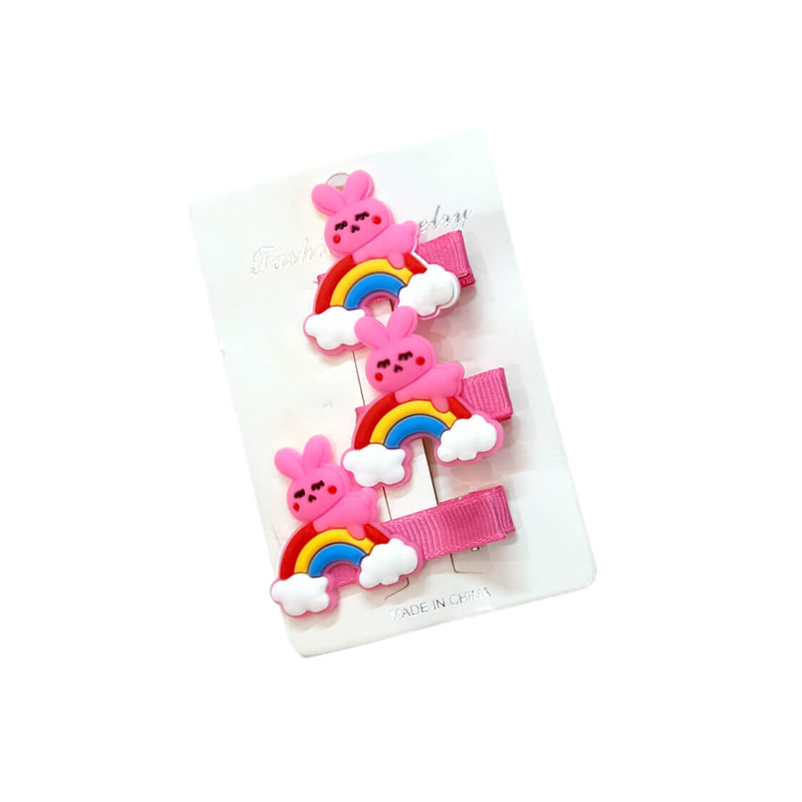 Colorful Rainbow Hair Silicone Clips 3pc Set ‚Äì Pink