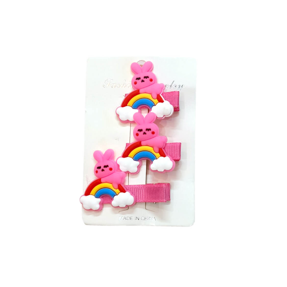 Colorful Rainbow Hair Silicone Clips 3pc Set ‚Äì Pink