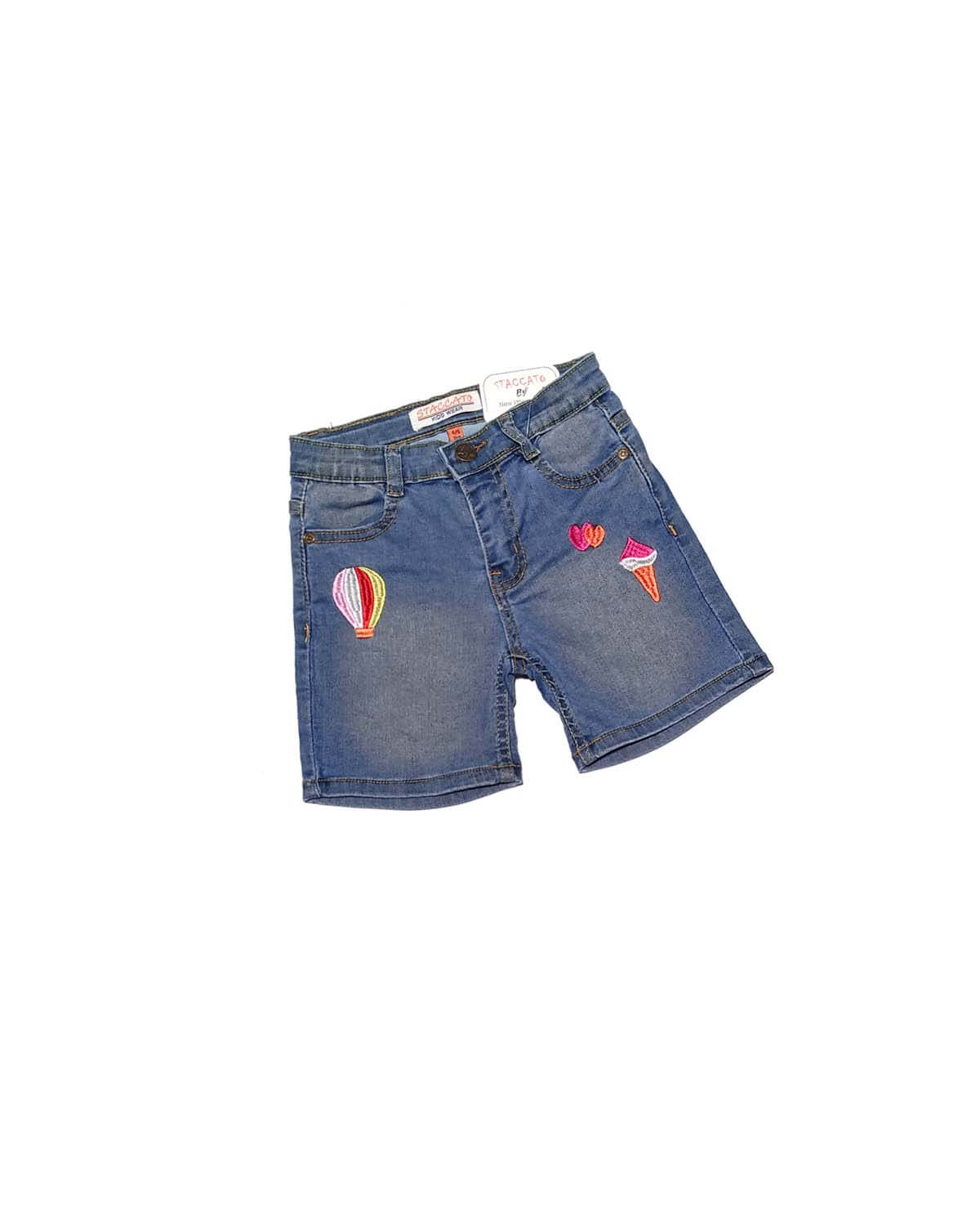 Cone &amp; Heart Denim Shorts - Ice Blue