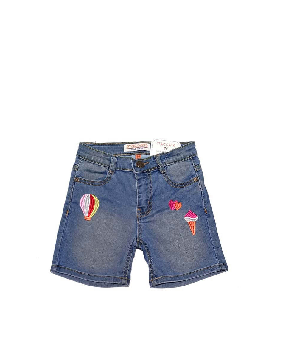 Cone &amp; Heart Denim Shorts - Ice Blue
