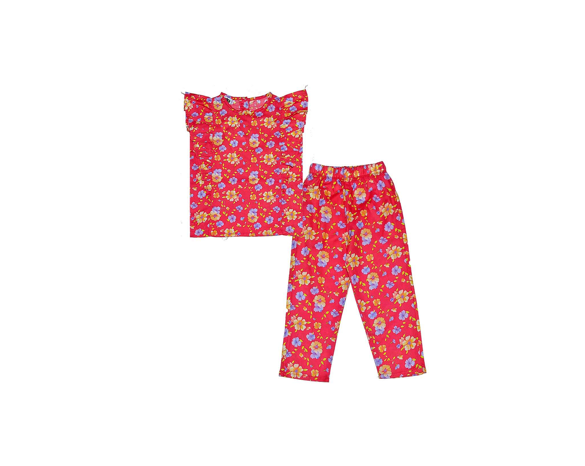 Cool Floral Frill Stylish Cotton Top & Trouser - Carrot