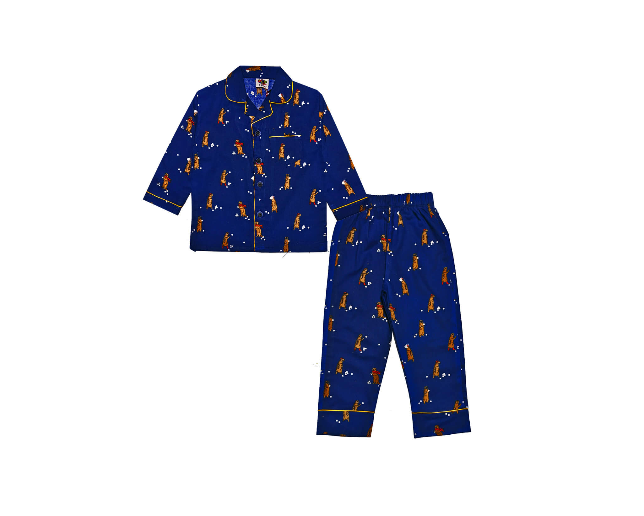 Cool Kangroo Full Sleeves Cotton Night Suit -Dark Blue