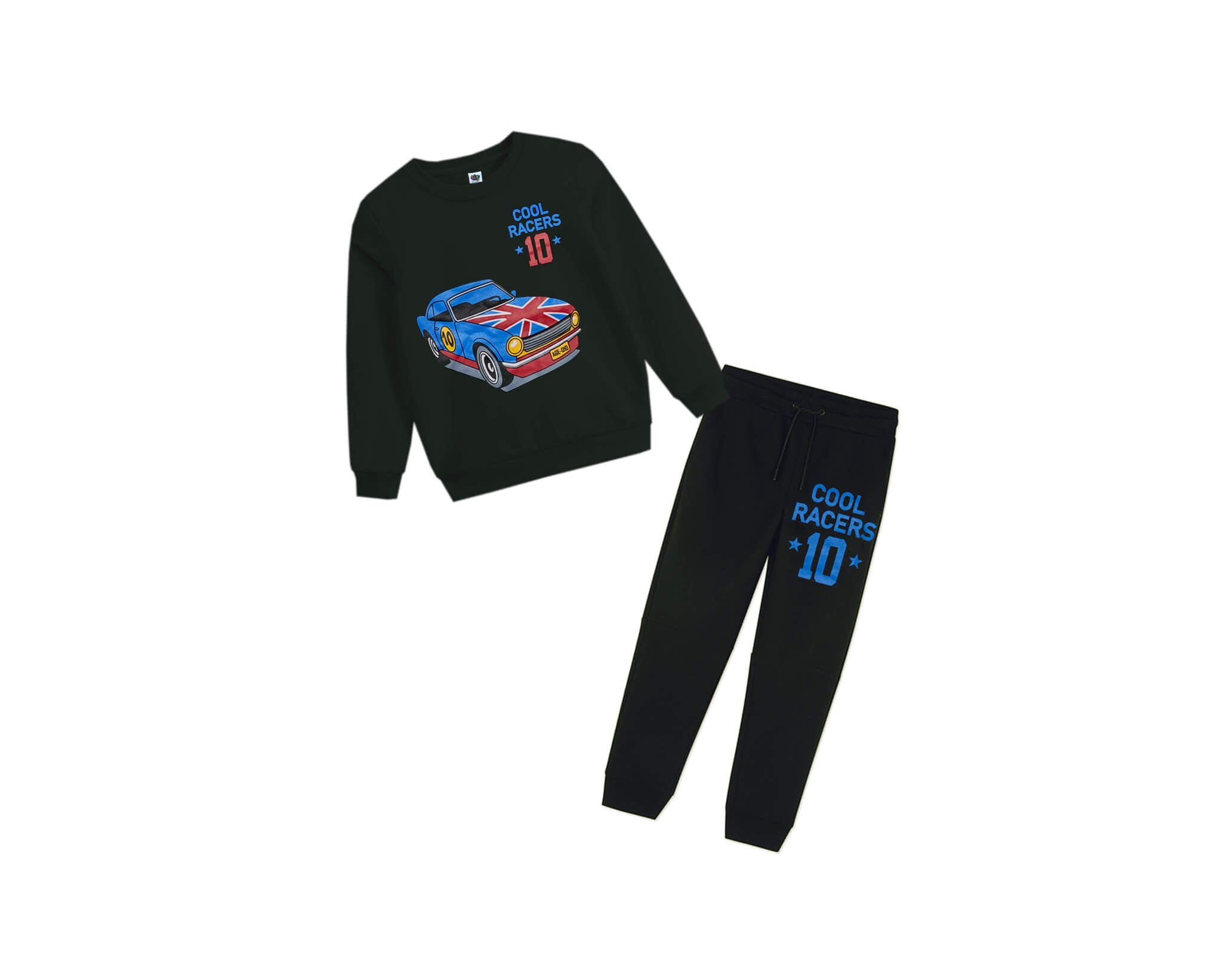 Cool Racer Car Fleece Tracksuit-Black