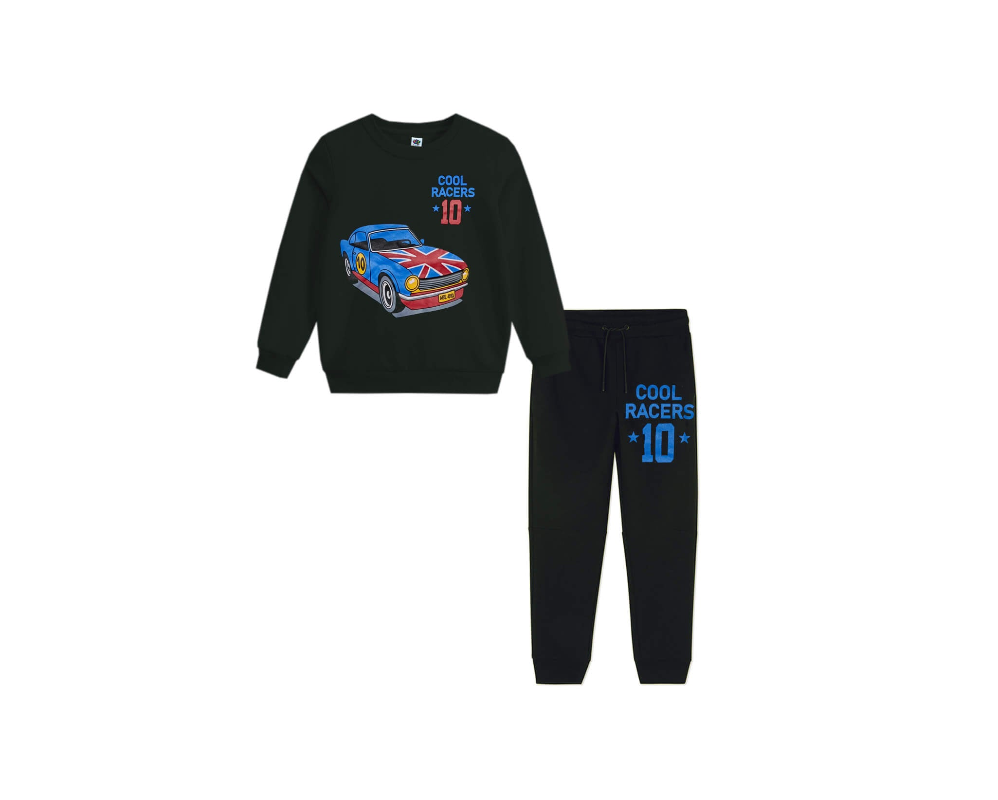 Cool Racer Car Fleece Tracksuit-Black