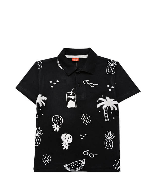 CoolSummerPrintedPoloShirt-Black