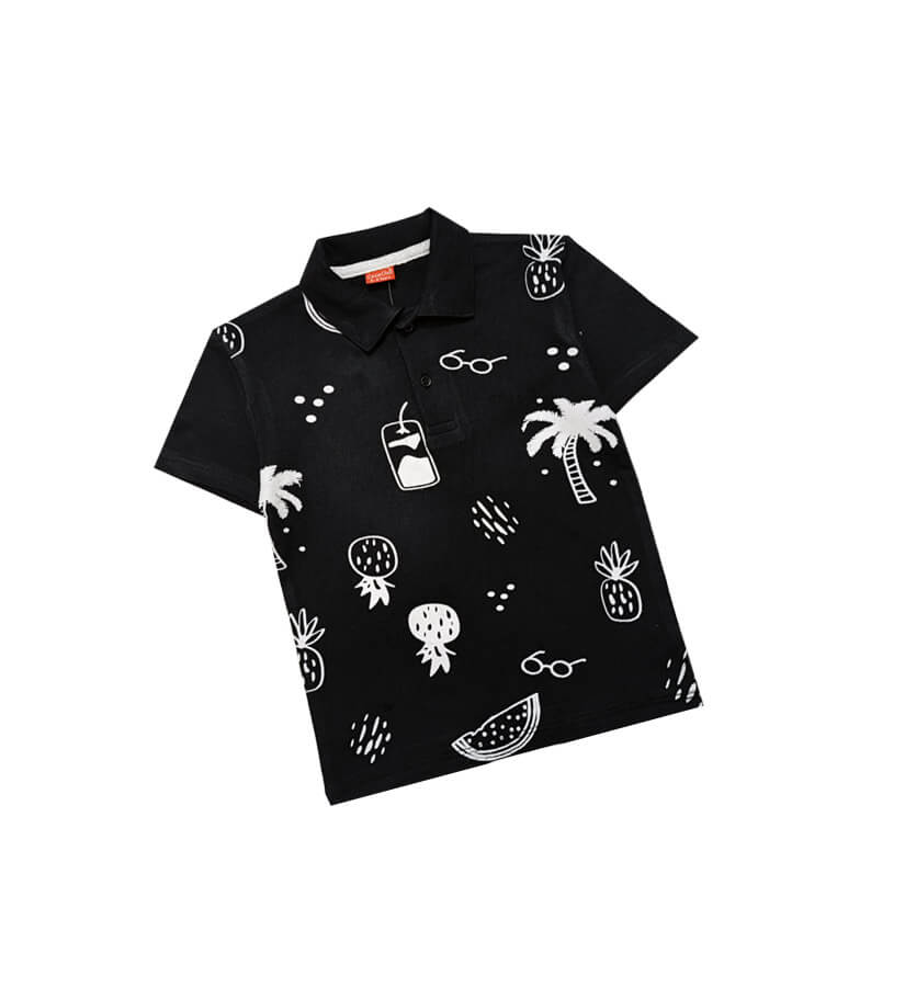 CoolSummerPrintedPoloShirt-Black_1