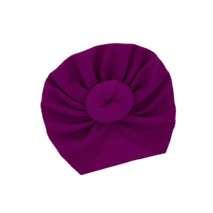 Cotton Blends Baby Girls Knot Head Turban Cap - Purple