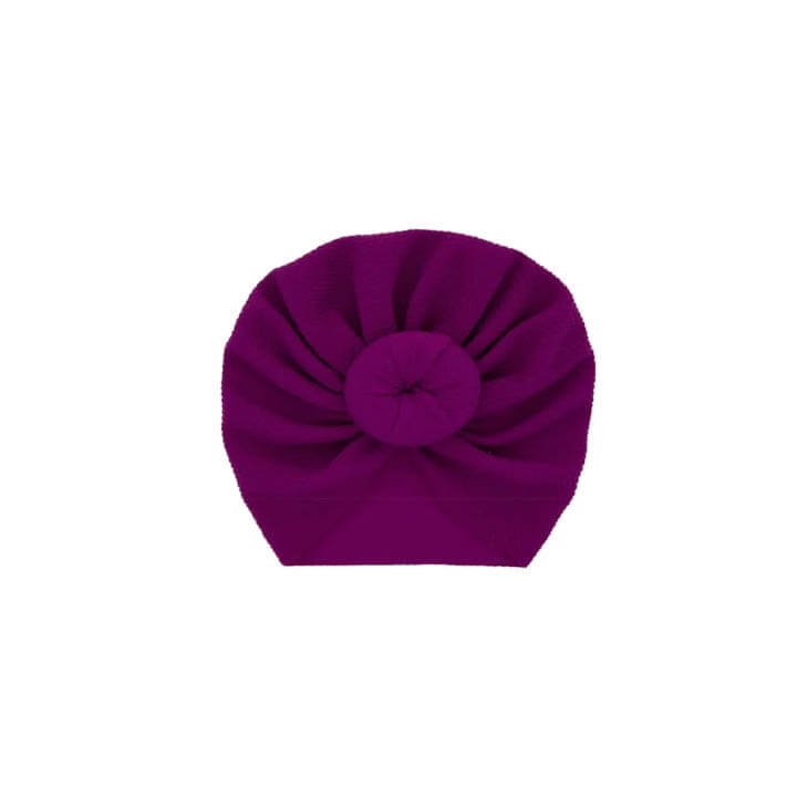 Cotton Blends Baby Girls Knot Head Turban Cap - Purple