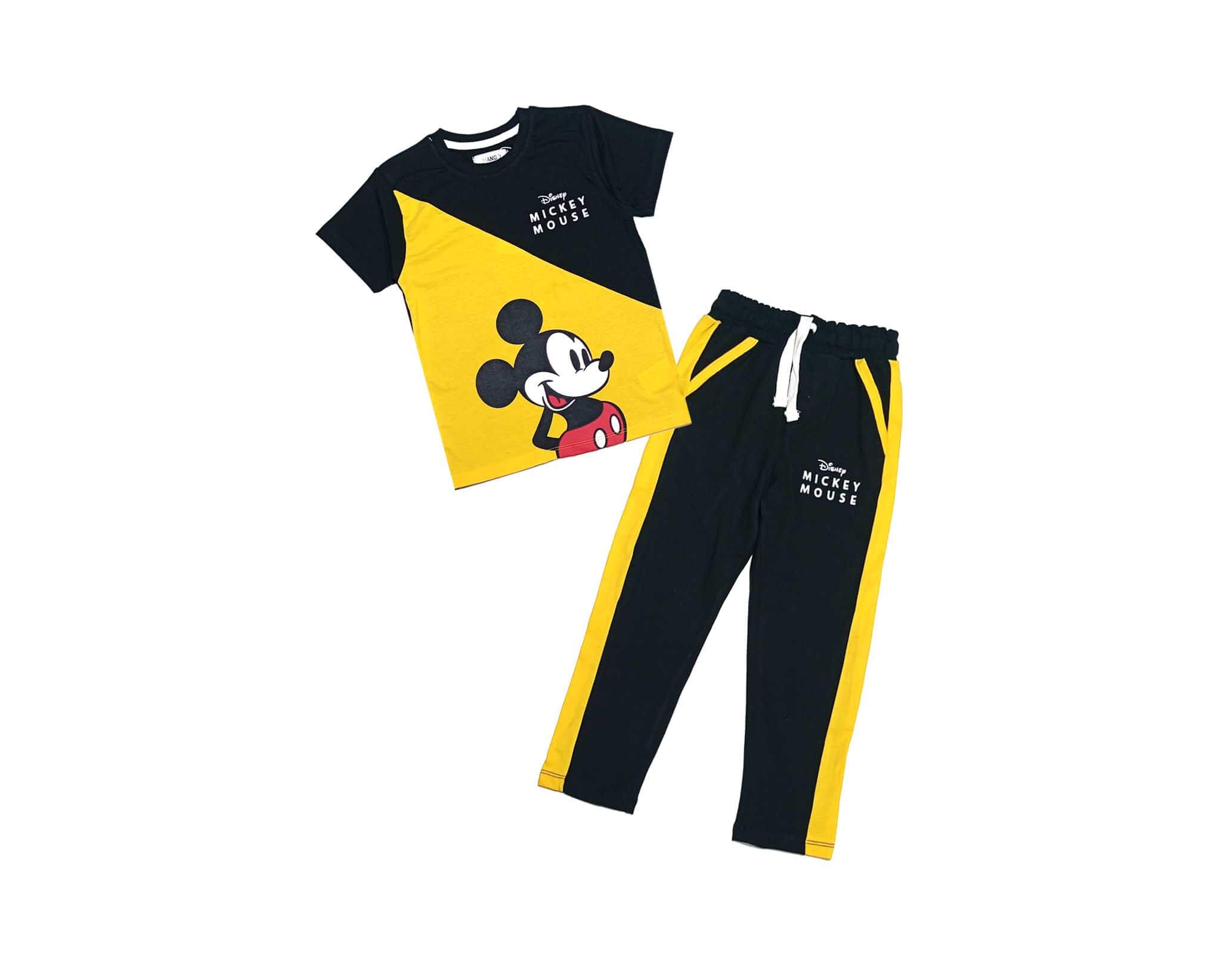 Cross Penal Mickey Mouse Tee &amp; Trouser - Yellow &amp; Black