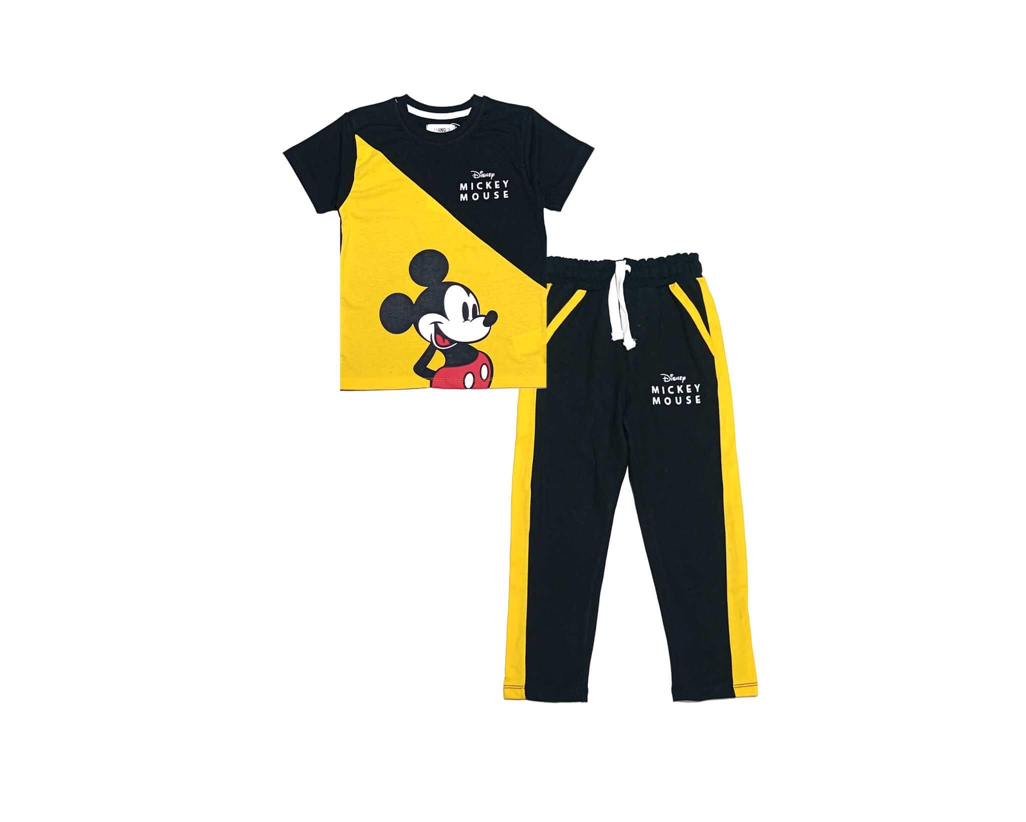 Cross Penal Mickey Mouse Tee &amp; Trouser - Yellow &amp; Black