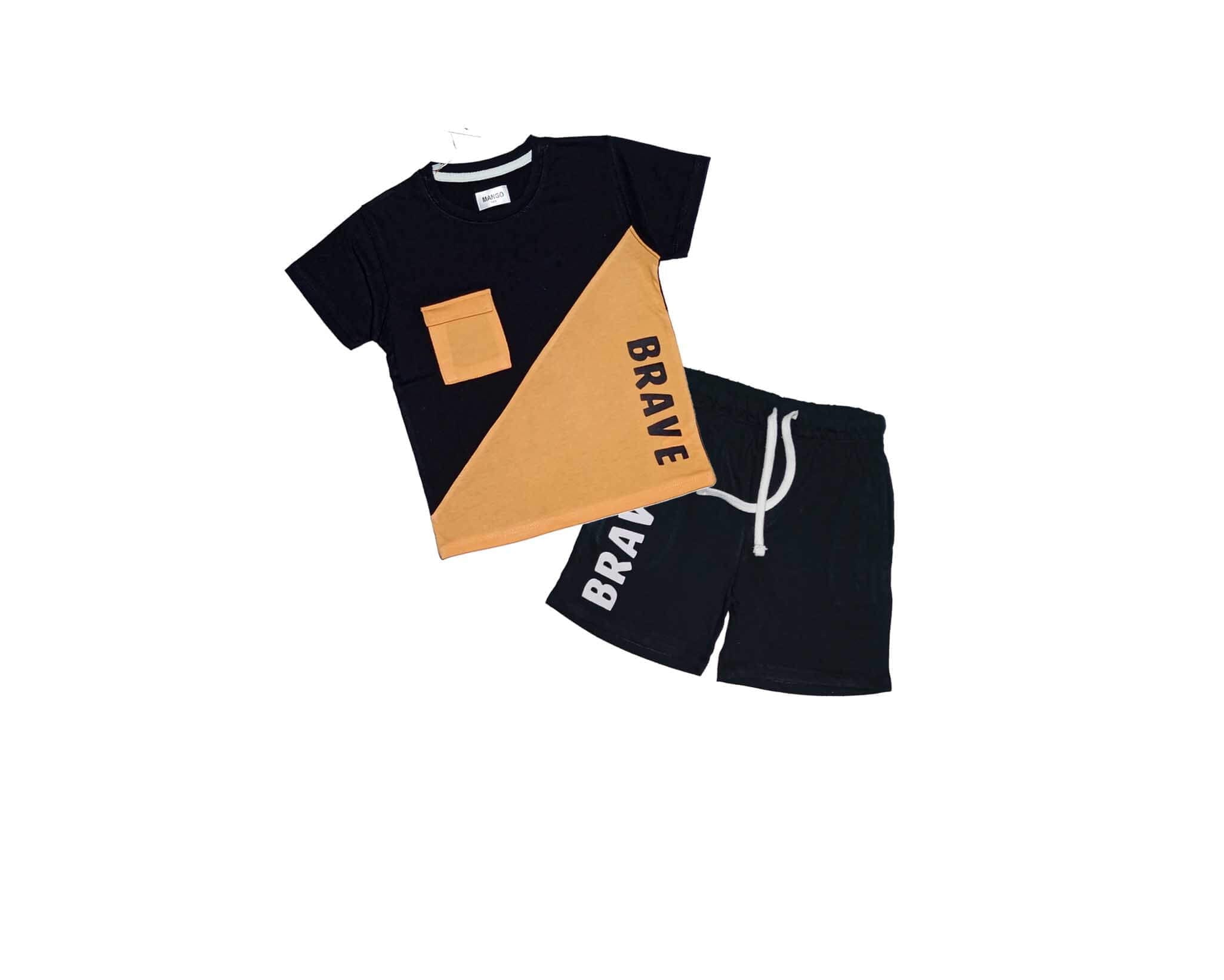 Cross Penal with Pocket T Shirts &amp; Shorts - Black