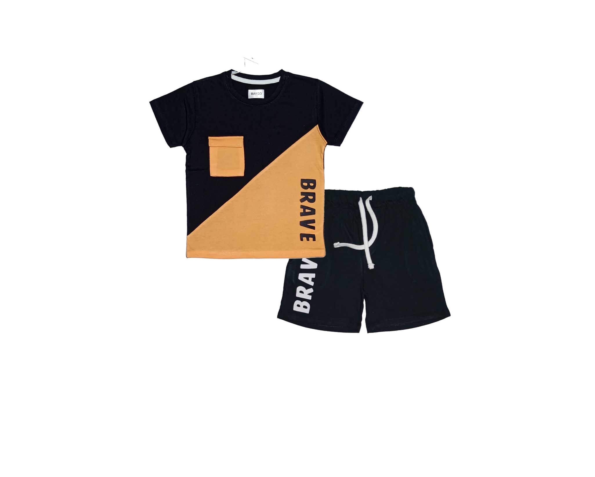 Cross Penal with Pocket T Shirts &amp; Shorts - Black