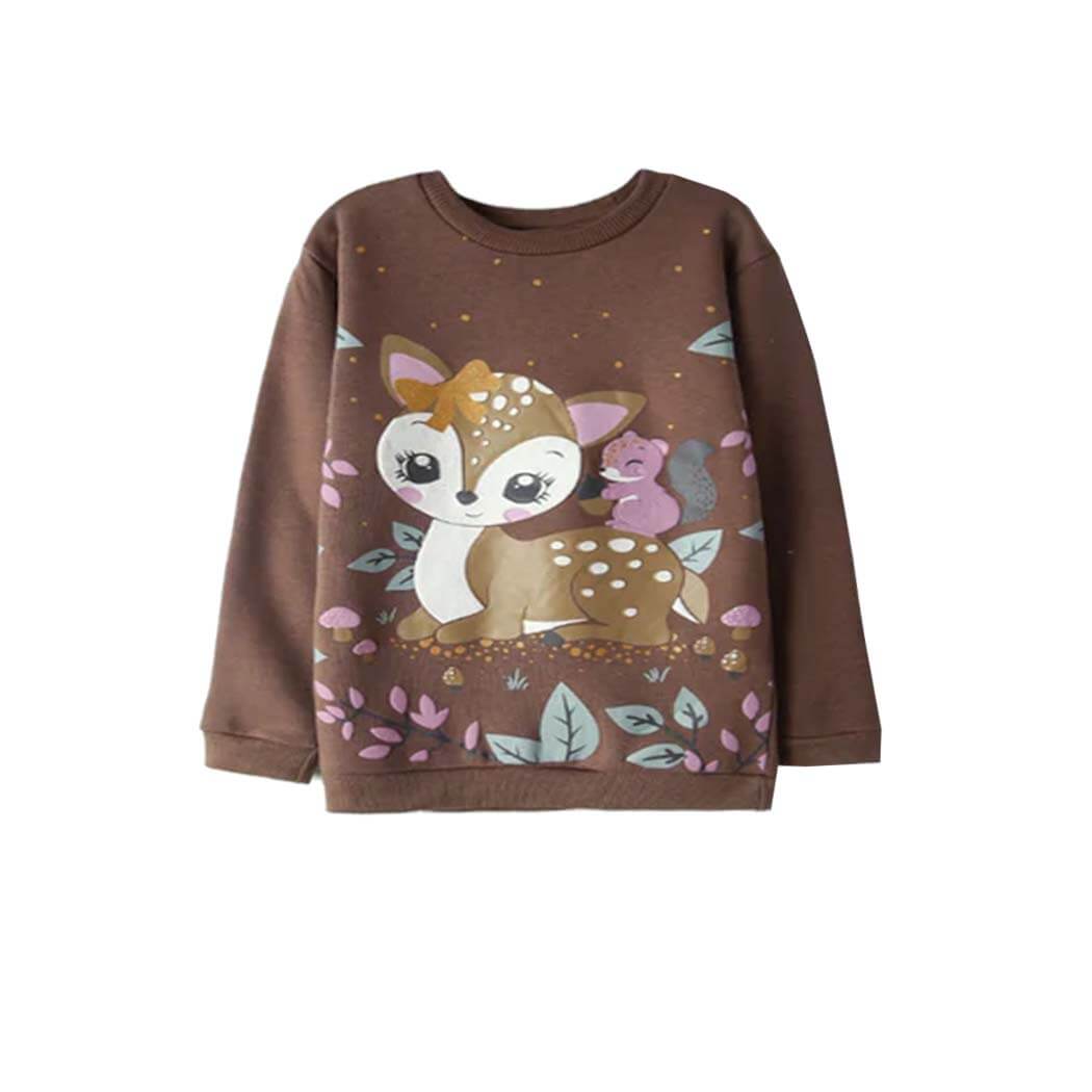 Cute Baby Deer Fleece Sweatshirt - Brown