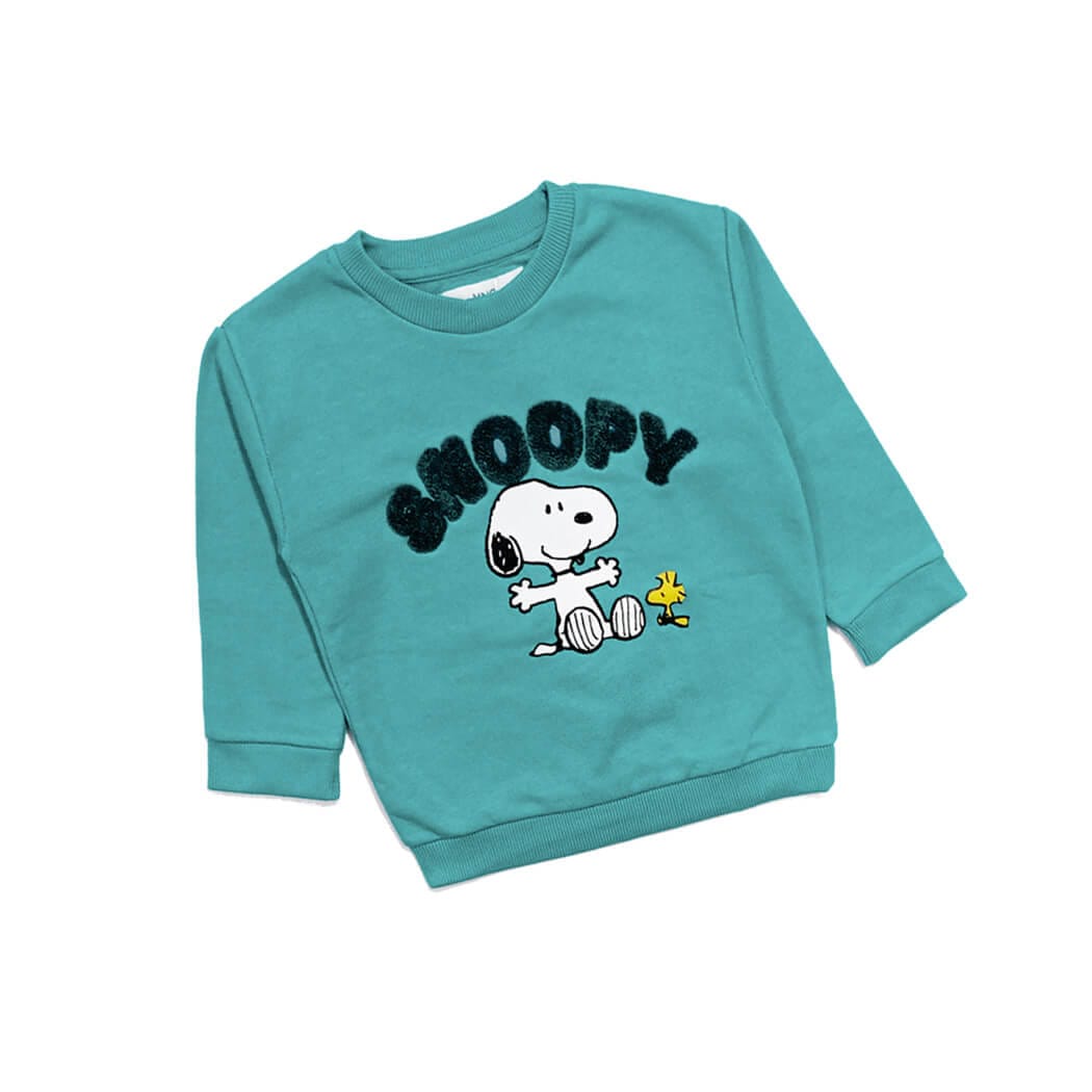 Cute Baby Snoopy Light Fleece Sweatshirt - Light Green