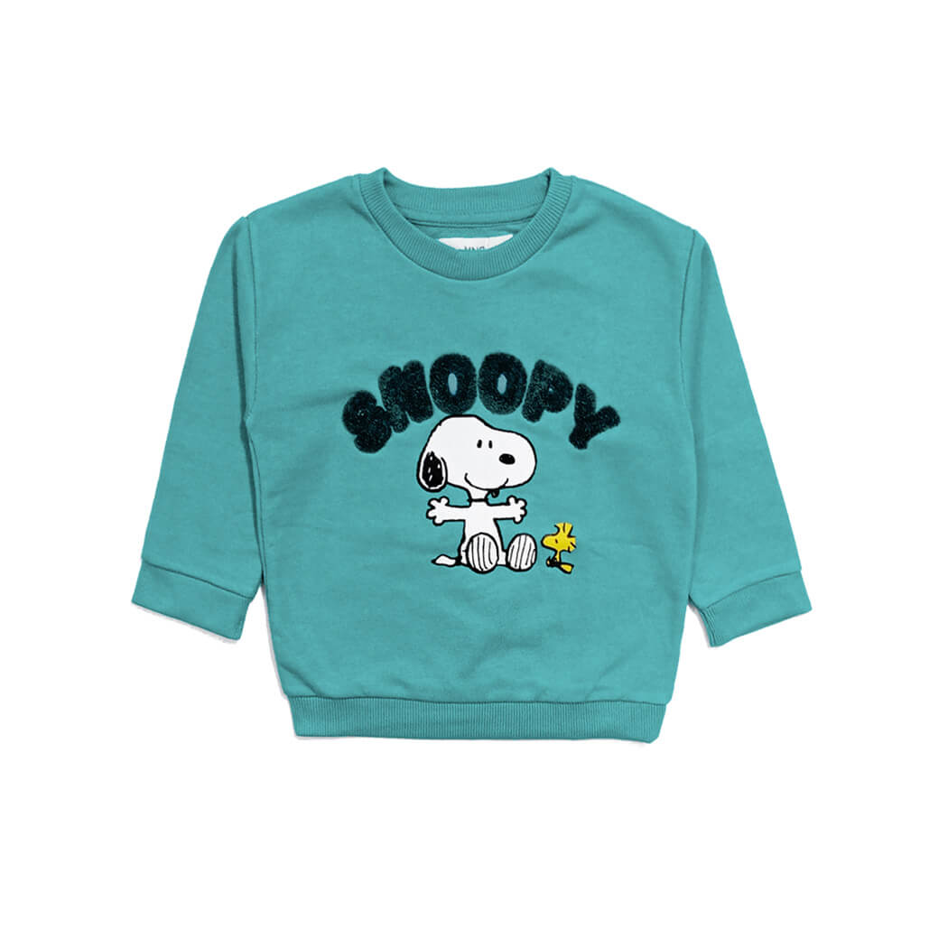 Cute Baby Snoopy Light Fleece Sweatshirt - Light Green