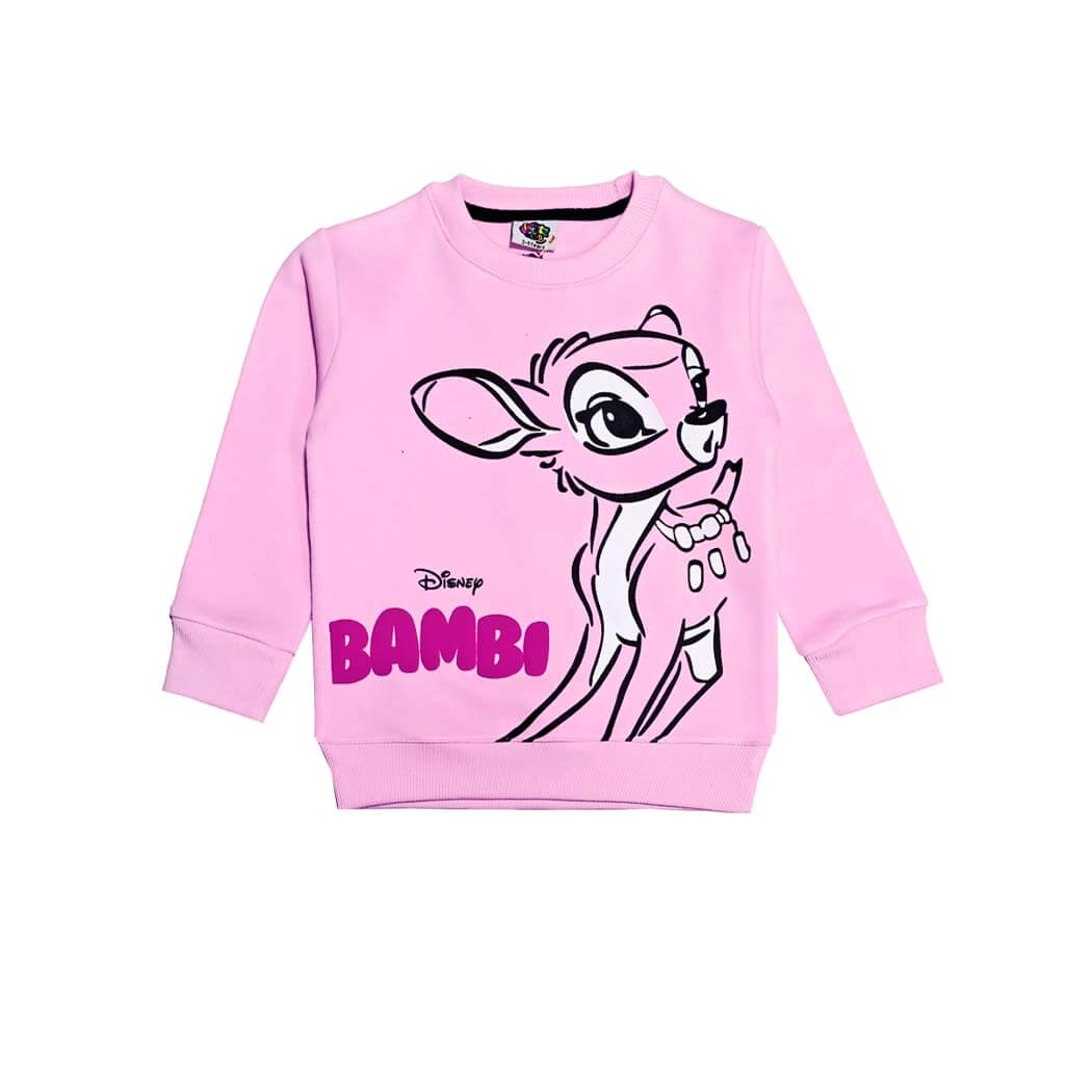 Cute Bambi Fleece Sweatshirt- Baby Pink