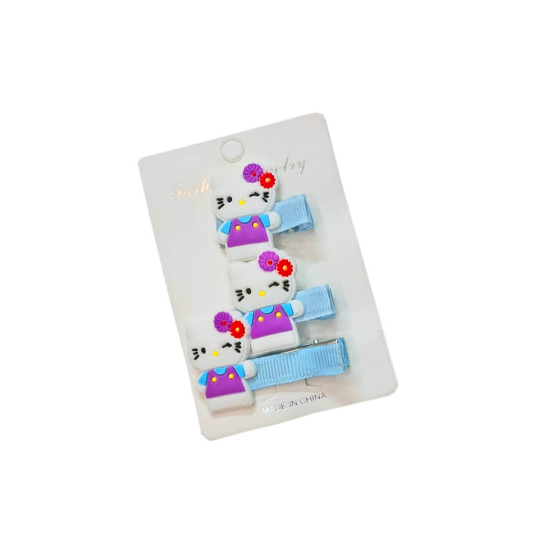 Cute Kitty Hair Silicone Clips 3pc Set - Blue