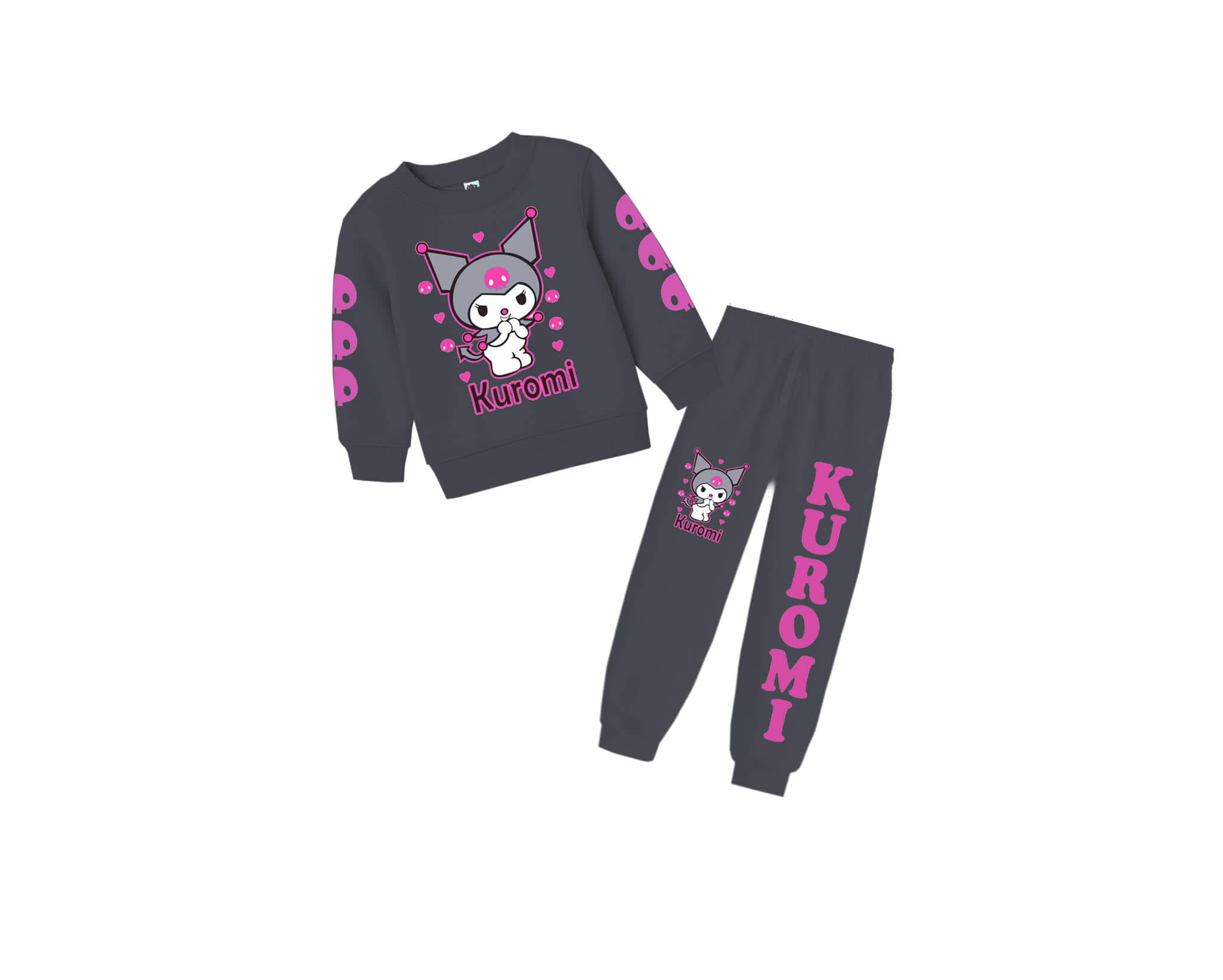Cute Kuromi Fleece Tracksuit Dark -Grey