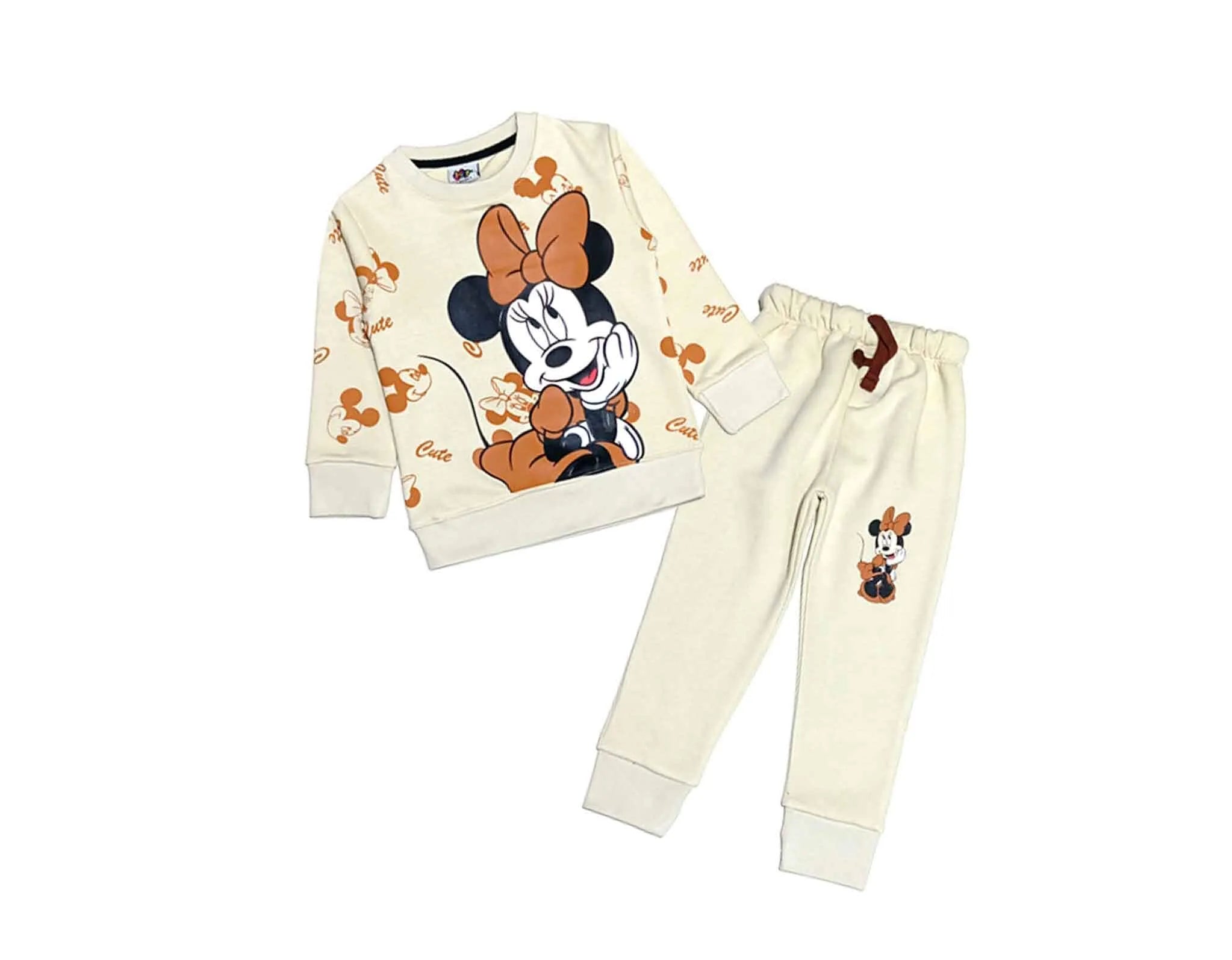 Cute Minnie Smiling Fleece Tracksuit - Skin
