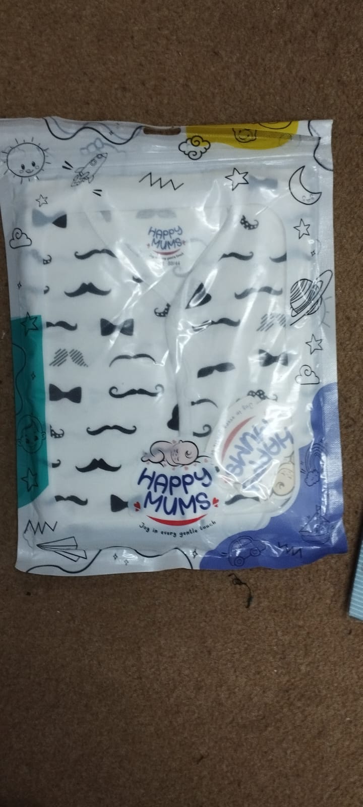 Cute Mustache & Tie Print Baby Shirt & Trouser - White & Black