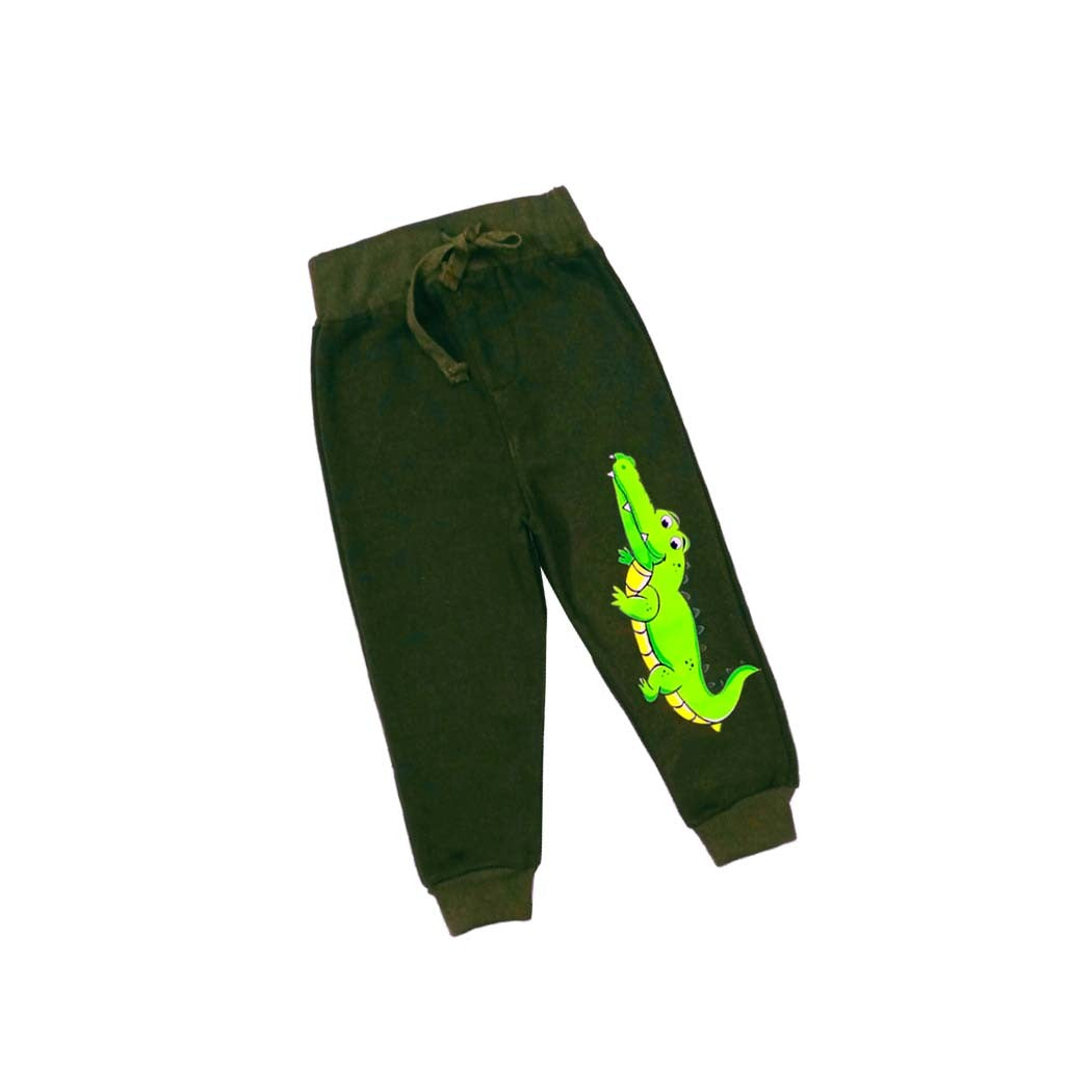 Cute Alligator Fleece Trouser – Olive Green