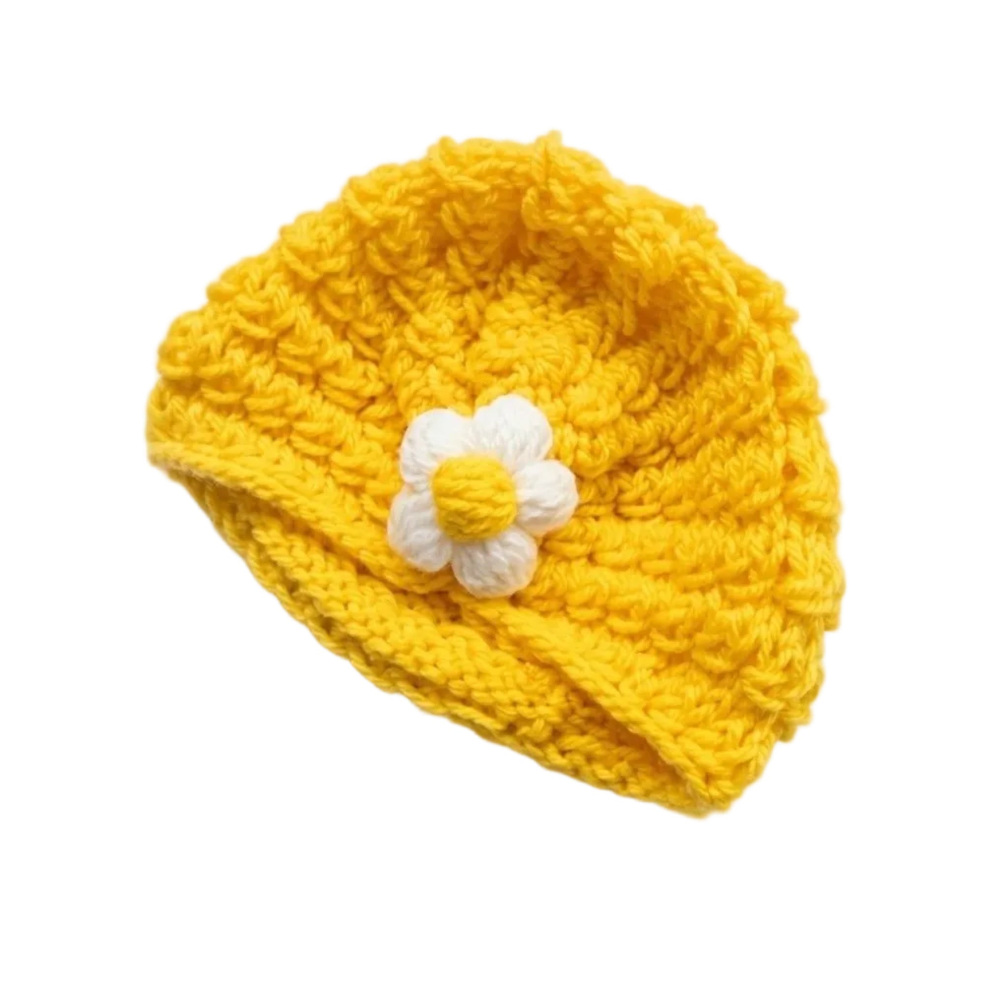 Cute Baby Flower Wool Cap _ Yellow